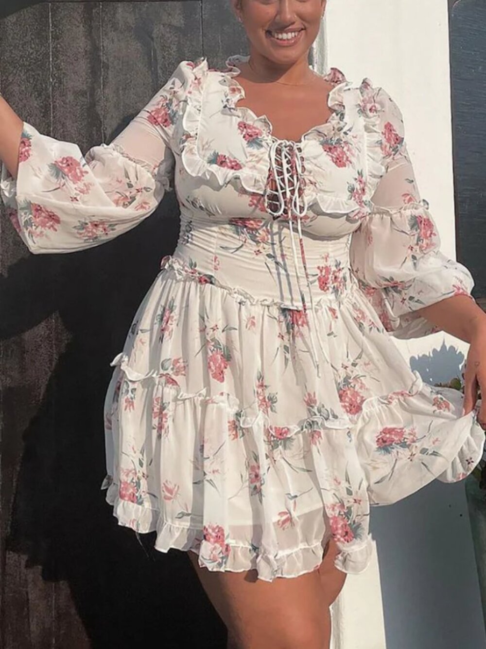 Floral Mini Dress - Cream